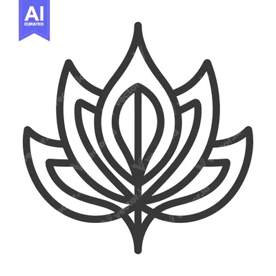 Aset premium populer: A symmetrical linear illustration of an open floral shape