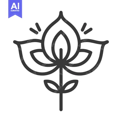 Aset desain premium: A simple illustration of a symmetrical floral design element