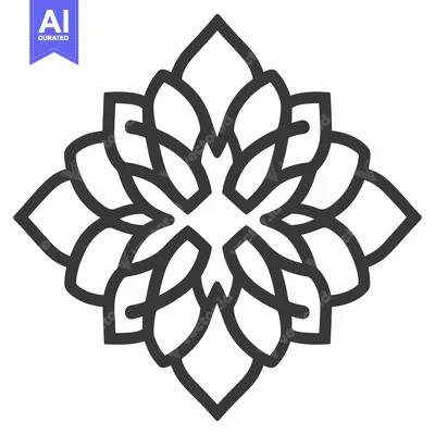 Aset premium populer: A stylized symmetrical floral design with multiple interlocking petals