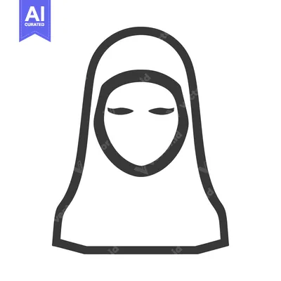 Aset desain premium: An illustrated outline of a female figure wearing a veil