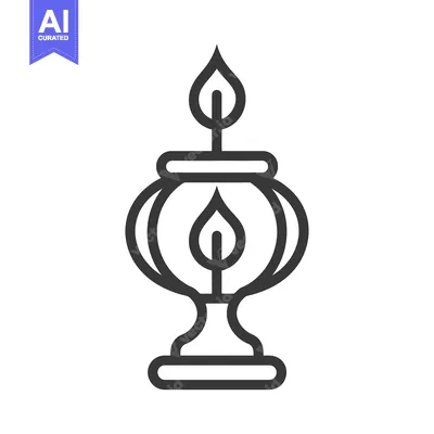 Aset desain premium: A decorative stylized lantern showing a candle and its flame