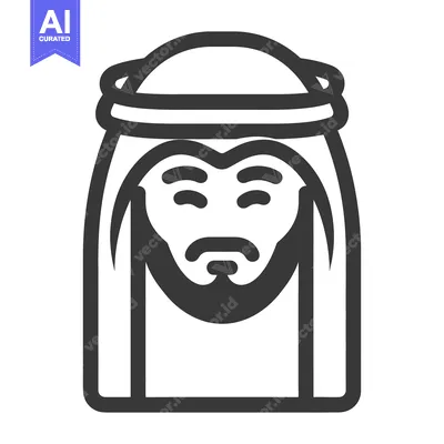 Aset desain premium: A graphic depiction of a person wearing traditional headwear