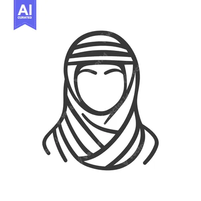 Simple line art depiction of a person wearing a head covering