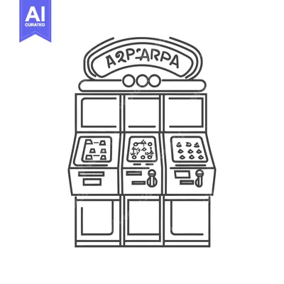 Aset desain premium: Simple line drawing representing several gambling machines in an arcad