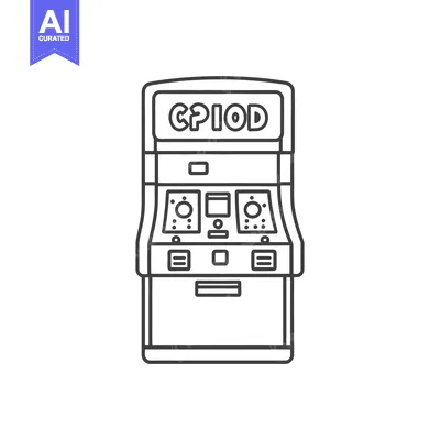 Aset premium populer: A detailed outline depiction of an arcade type game machine