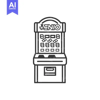 Premium design asset: A detailed black and white outline of a coin pusher machine