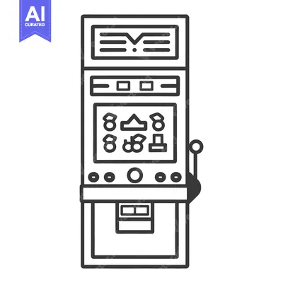 Aset desain premium: Black and White Illustration Depicting a Simple Slot Machine