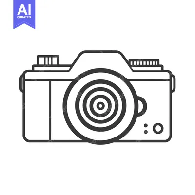 Aset premium populer: Simple outline of a camera with concentric circle lens design