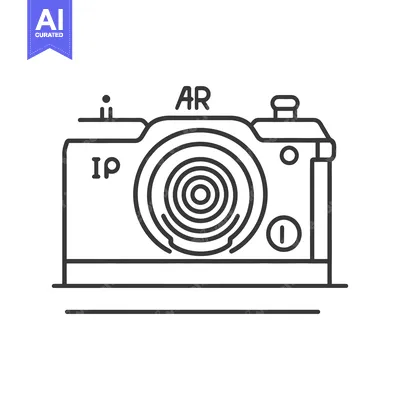 Aset premium populer: A simple line drawing illustration representing a photographic camera