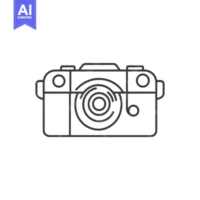 Aset desain premium: A simple black and white illustration of a camera device