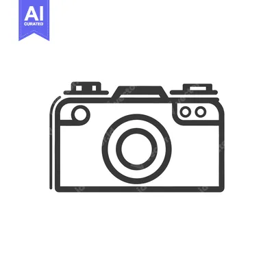 Aset premium populer: A black and white outline of a photographic camera