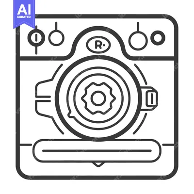 Popular premium asset: Vector illustration of a vintage film camera in black and white