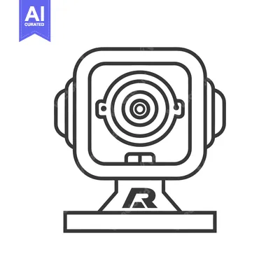 Aset premium populer: A modern security camera with round lens and square frame