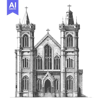 This is a sketch of a church with two towers