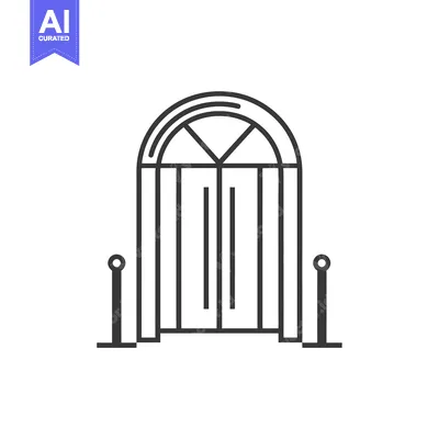 Aset desain premium: Arched Double Door Entrance with  Posts