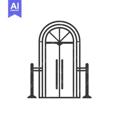 Aset premium populer: Arched Double Door Entrance with Side Rails