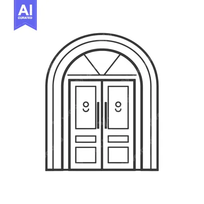 Aset premium populer: Arched Double Doors with Geometric Windowpane