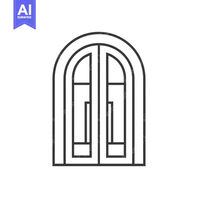 Aset desain premium: Arched Double Door with Glass Panels and Handles