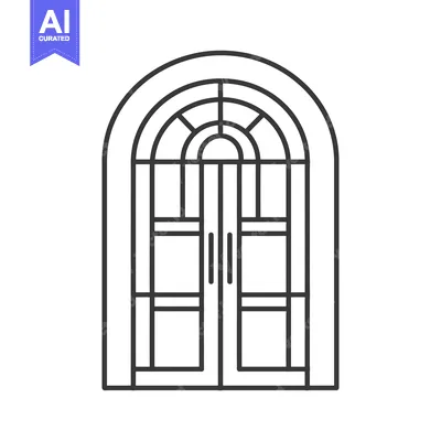 Aset desain premium: Arched Double Door with Glass Panels and Handles