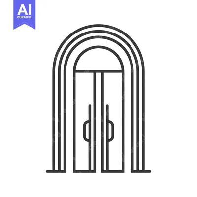 Aset premium populer: Arched Double Door with Vertical Lines and Handles