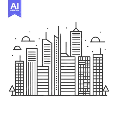 Popular premium asset: A monochromatic line drawing illustrates a cityscape skyline silhouett