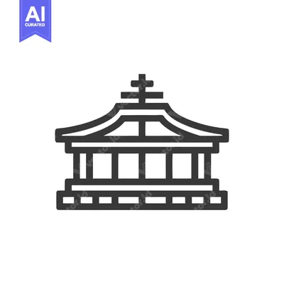 Aset premium populer: Minimalist Icon of a Traditional Japanese Temple Structure