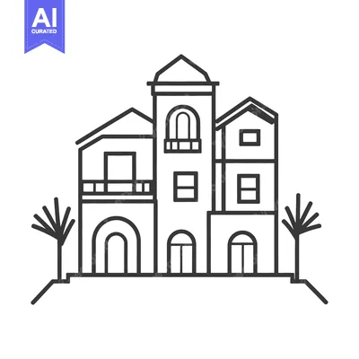 Premium design asset: Detailed minimalist architectural illustration of a multi story buildi