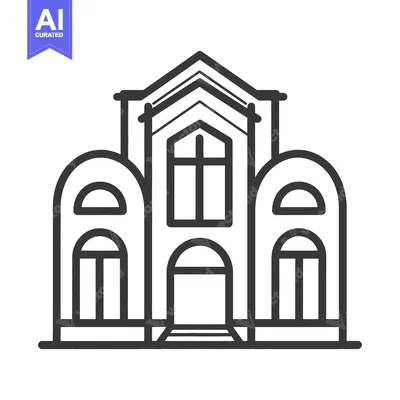 Aset desain premium: A black and white illustration of a building facade