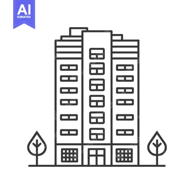 Aset desain premium: A tall modern apartment building with simple architectural design feat