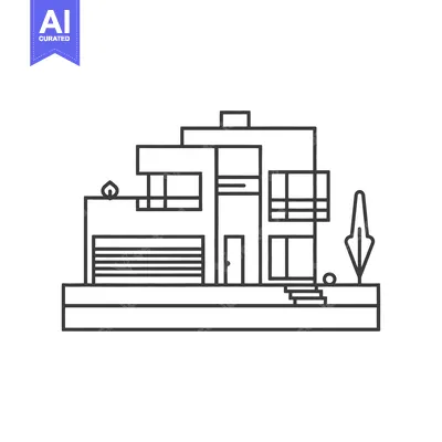 Aset desain premium: A modern architectural illustration of a house design with minimal det