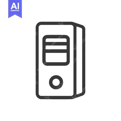 Aset desain premium: Minimalist Server Icon: Clean, Bold Line Art for Technology Interface