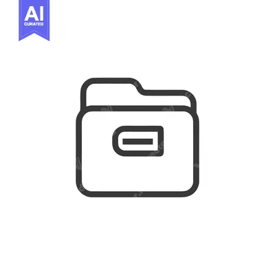 Minimalist Folder Icon with Subtraction Symbol on White Background