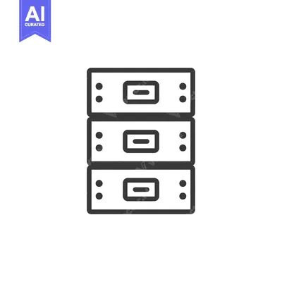 Aset desain premium: A graphic illustration of three stacked electronic server units