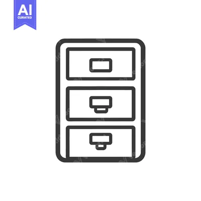 Aset desain premium: A simple black and white outline of a chest of drawers