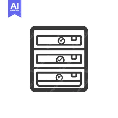 Simple icon illustrating a cabinet with multiple storage drawers