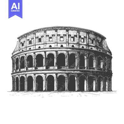Aset premium populer: Colosseum Illustration Depicting a Roman Colosseum With Arches