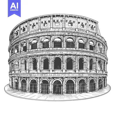 The Colosseum represents Roman history and heritage in this drawing