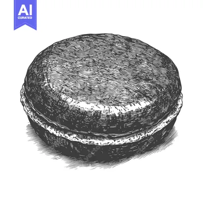 Premium design asset: A single round macaron showing a cross section