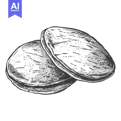 Premium design asset: Two cooked flour tortilla flatbreads are presented in a classic style