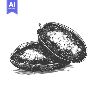 Aset premium populer: Two Dates Resting on a White Background