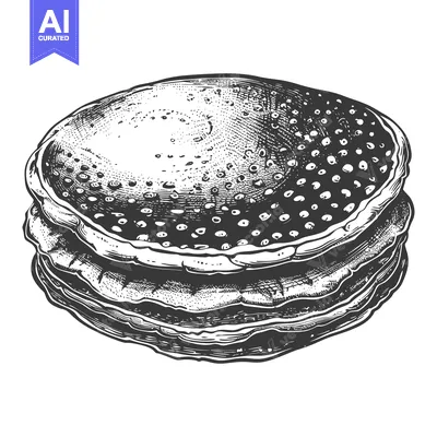 Aset premium populer: A stack of pancakes are displayed stacked neatly on a plate