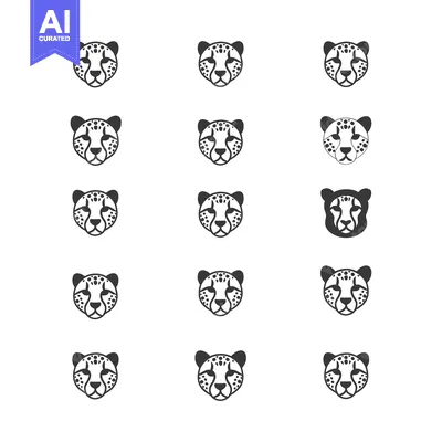 A Repeating Pattern of Black and White Cheetah Heads
