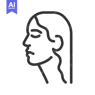 Aset premium populer: A simple minimalist line drawing of a womans profile