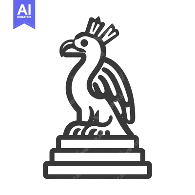 Aset premium populer: A Stylized Illustration of a Bird with a Crest Perched on a Base