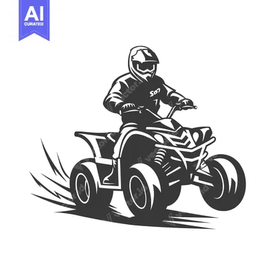 Premium design asset: A Rider in Full Gear Driving a Quad Bike