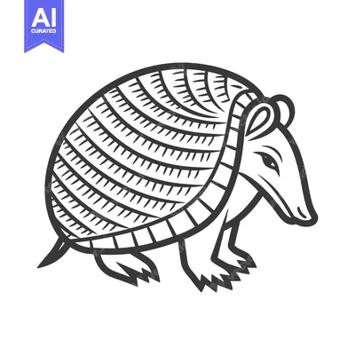 Aset desain premium: A stylized black and white depiction of an armadillo animal