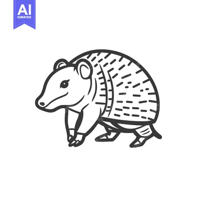 Aset desain premium: A detailed line drawing depicts an animal with protective armor