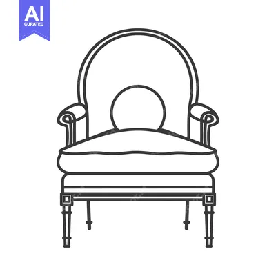Popular premium asset: A detailed black and white illustration of a comfortable armchair