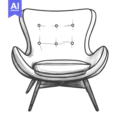 Aset premium populer: Artistic rendering of an upholstered chair with button detailing and w