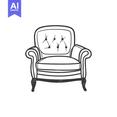 Aset premium populer: A detailed drawing of a comfortable elegant armchair on a white backdr